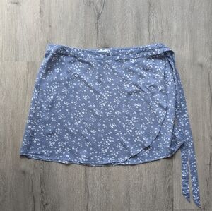 Flowery Blue Wrap Skirt From Rachel